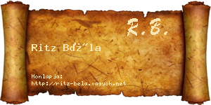 Ritz Béla névjegykártya